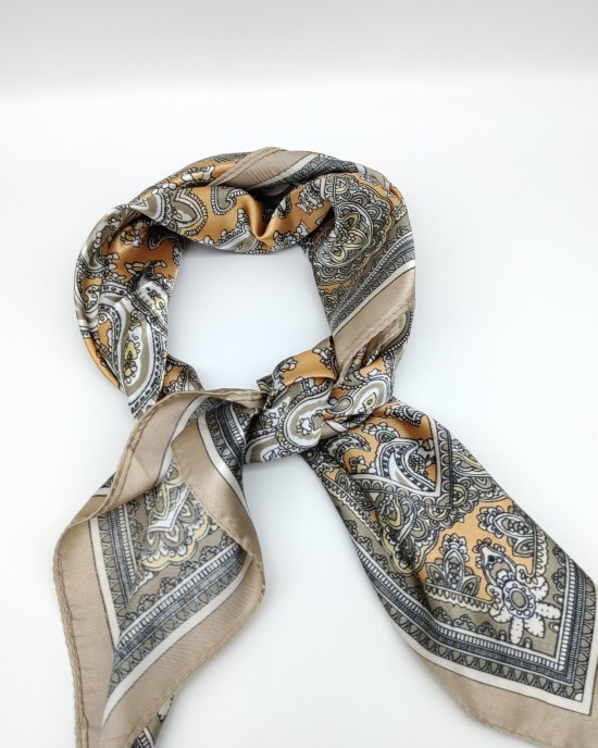 brown retro small silk scarf